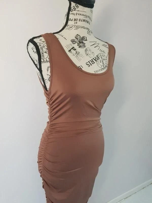 Vestido largo ajustado marrón fruncido SBetro – Talla S (36) – photo 7